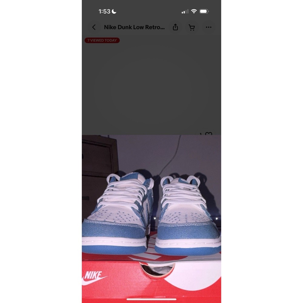 Nike Dunk Low Men 9 Low Top Lace-Up Sneakers White/Polar Blue Leather DV0833-400 - Picture 6 of 10